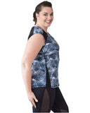 Side view black and white Andi Plus Size sports top | Curvy Chic Sports