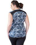 Back view black and white Andi Plus Size sports top | Curvy Chic Sports