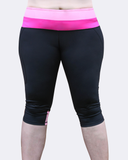 Front View Pink 2 Tone Tights | Mid Rise Plus Size Tights